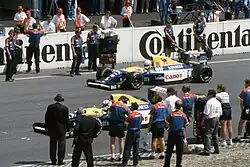 Die FW14B von Mansell und Patrese in der Startaufstellung des GP von Deutschland (1992)