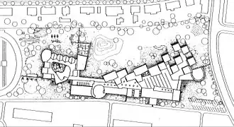 Lageplan zum Bauantrag der Friedrich-Ebert-Schule mit Kinderhaus. Carlfried Mutschler