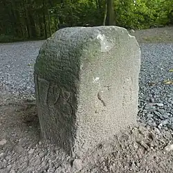 Grenzstein Rödelheim Bockenheim des 18. Jahrhunderts am Westrand, Ansicht Nord