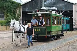 Wagen 167 der Frankfurter Trambahn-Gesellschaft (FTG) des Verkehrsmuseums Frankfurt am Main im Eckenheimer Depot (2022)