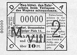 Einzelfahrschein über 10 Pfennig zum Binnentarif