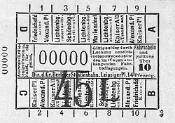 Teilstreckenfahrschein über 10 Pfennig