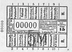 Teilstreckenfahrschein über 15 Pfennig