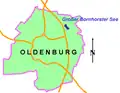 Lage des Sees im Stadtgebiet von Oldenburg