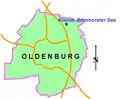 Lage des Kleinen Bornhorster Sees im Stadtgebiet von Oldenburg