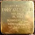 Stolperstein für Fanny Katzenstein, verlegt im Oktober 2011