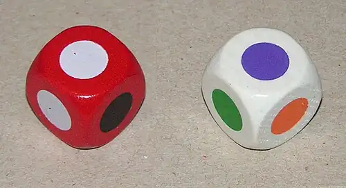 Farbenwürfel des Spieles Babylonia