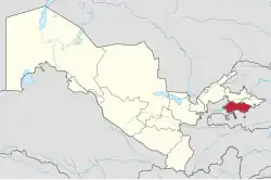 Lage des Viloyats Fargʻona in Usbekistan