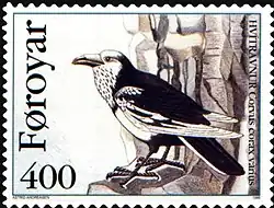 Briefmarke zu 400 oyrur mit gezeichnetem Vogelmotiv