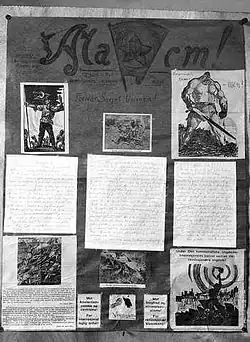 „Alarm“ – Wandzeitung mit Parolen und Propaganda der Fædrelandslaget von 1929.