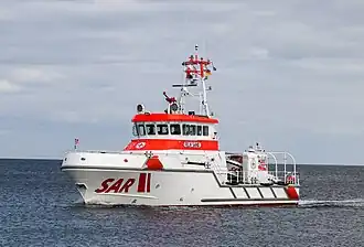 Die FELIX SAND vor dem Grömitzer Yachthafen.