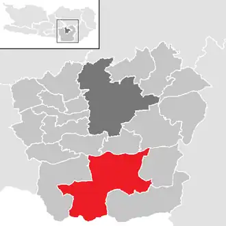 Lage der Gemeinde Ferlach im Bezirk Klagenfurt-Land (anklickbare Karte)