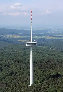 Der Fernmeldeturm Koblenz auf dem Kühkopf