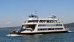 Die Autofähre Fontainebleau der Fährlinie Konstanz–Meersburg