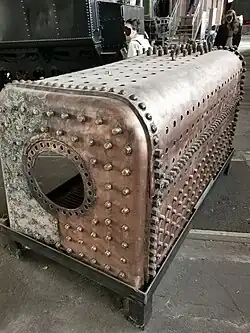 Feuerbüchse aus Kupfer im Bahnpark Augsburg