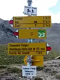 Wegweiser auf dem Fimberpass