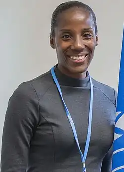 Fiona May, u.&nbsp;a. zweifache Weltmeisterin und zweifache Olympiazweite – Rang sechs mit&nbsp;6,51&nbsp;m