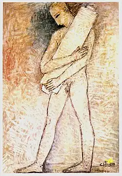 Flüchtling, 135 cm × 180 cm, Acryl, Karton, 1991