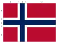 Aufbau der Nationalflagge im Seitenverhältnis 16:22 (6+1+2+1+6):(6+1+2+1+12)