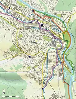 Gewässer in Burgdorf; Fliessrichtung nach oben[2]