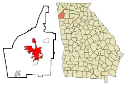 Lage im Floyd County und in Georgia