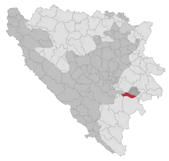 Lage der Gemeinde Foča-Ustikolina in Bosnien und Herzegowina (anklickbare Karte)