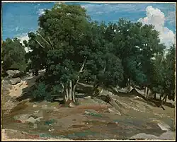 Camille Corot: Fontainebleau, Chênes noirs du Bas-Bréau (‚schwarze Eichen‘), 1832/33. Metropolitan Museum of Art, New York