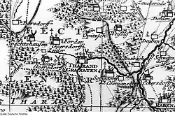 Tharand bzw. Granaten und die heutigen Ortsteile auf einer Karte aus dem 18. Jahrhundert