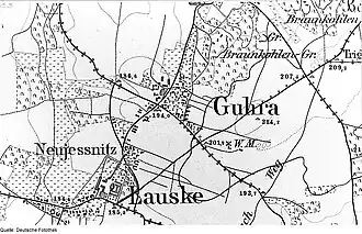 Guhra auf dem Messtischblatt von 1884