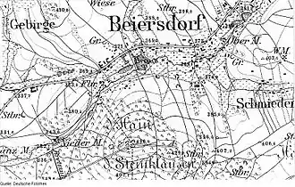 Darstellung als Steinklausen auf dem Messtischblatt von 1883