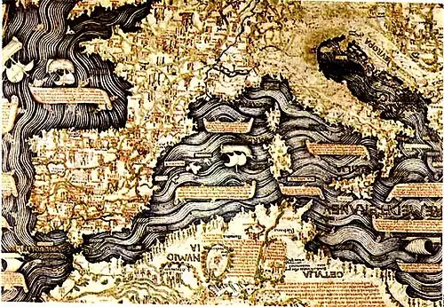 Fra Mauros Weltkarte, Detailansicht Europa