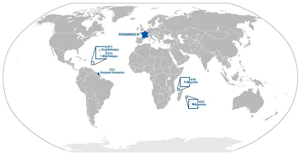 Karte der französischen Übersee-Départements