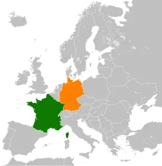 Lage von Frankreich und Deutschland