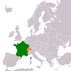 Lage von Frankreich und Schweiz