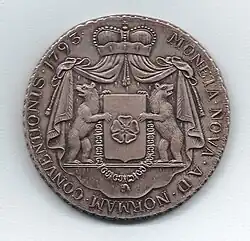 Rückseite des Thalers mit Familienwappen