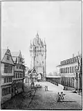Sachsenhäuser Brückenturm, 1775 (Zeichnung von Johann Caspar Zehender)