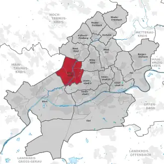 Lage von Frankfurt-Mitte-West
