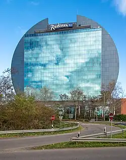 Modernes Hotel: Radisson-Blu-Hotel in Frankfurt am Main.