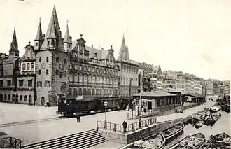 Der Haltepunkt Frankfurt (Main) Fahrtor auf einer Postkarte von 1912