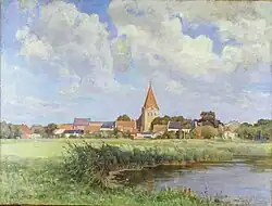 Schwaan und Ziegelverladung an der Warnow um 1910