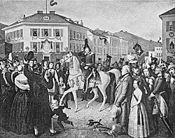 Franz Seraph Stirnbrand: Betzinger Tracht in einem Historiengemälde von 1841