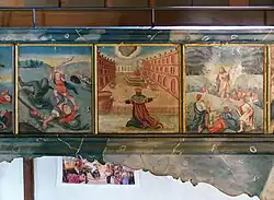 Detail der Nordempore: David tötet Goliath, König Salomo