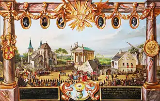 1695 Pfarrhof rechts im Bild