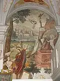 Spätgotisches Wandfresko des auf Jesus Christus hinweisenden Täufers über dem Südportal (um&nbsp;1540)