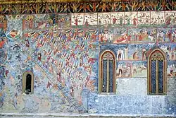 Fresko „Himmelsleiter des Johannes Klimax“ (Tugendleiter) in Suceviţa