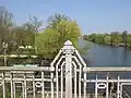 Blick von der Freybrücke auf die Havel und die Tiefwerder Wiesen (rechts)
