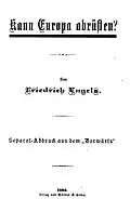F. Engels im „Vorwärts“, Kann Europa abrüsten? Titelseite 1893