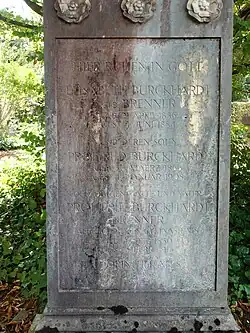 Fritz Burckhardt-Brenner (1830–1913) Mathematiker, Schulleiter, Politiker. Familiengrab auf dem Wolfgottesacker, Basel