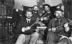 Wilhelm Balmer, Emil Schill, Fritz Mock und Franz Baur, v.&nbsp;l.&nbsp;n.&nbsp;r., 1898, Archiv der Basler Künstlergesellschaft