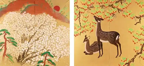 Yoshino im Frühling (Stellschirm-Paar)